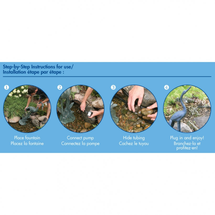 Aquascape - Crane with Lowered Head Fountain and Standing Crane Fountain