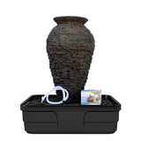 Aquascape - Medium Landscape Fountain Kit with Stacked Slate Urn, Scalloped Urn and Rippled Urn