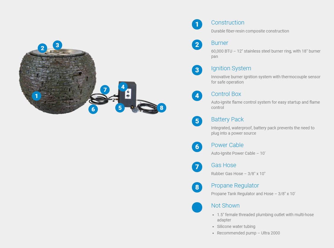 Aquascape Fire and Water Stacked Slate Sphere - Medium (New)