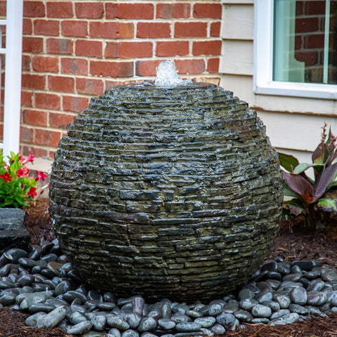 Aquascape - Medium Stacked Slate Sphere Landscape Fountain Kit