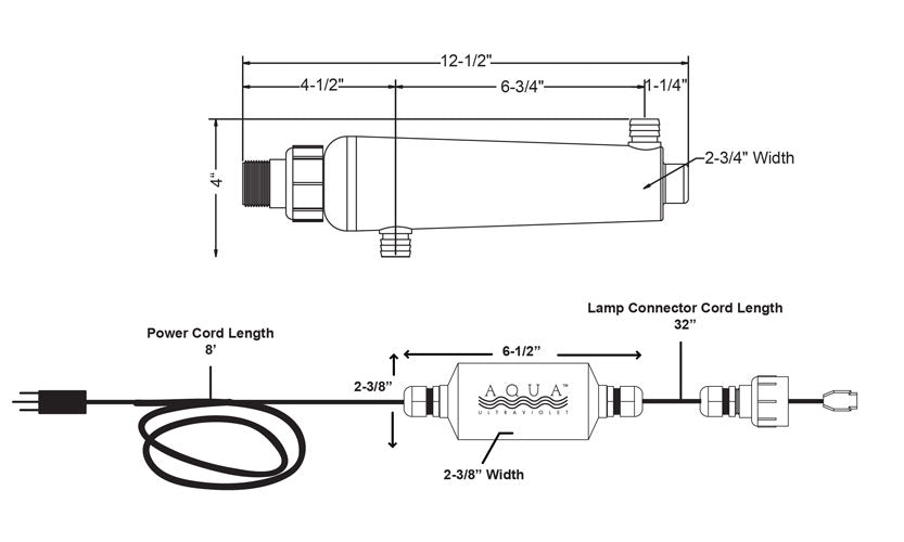 Aqua Ultraviolet - Advantage 2000 and 2000+, 3/4" barbs, 8 and 15 watt UV