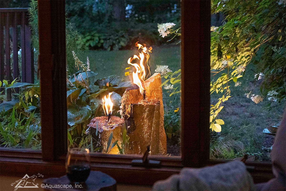 Aquascape Fire and Water 3-Piece Basalt Torch System